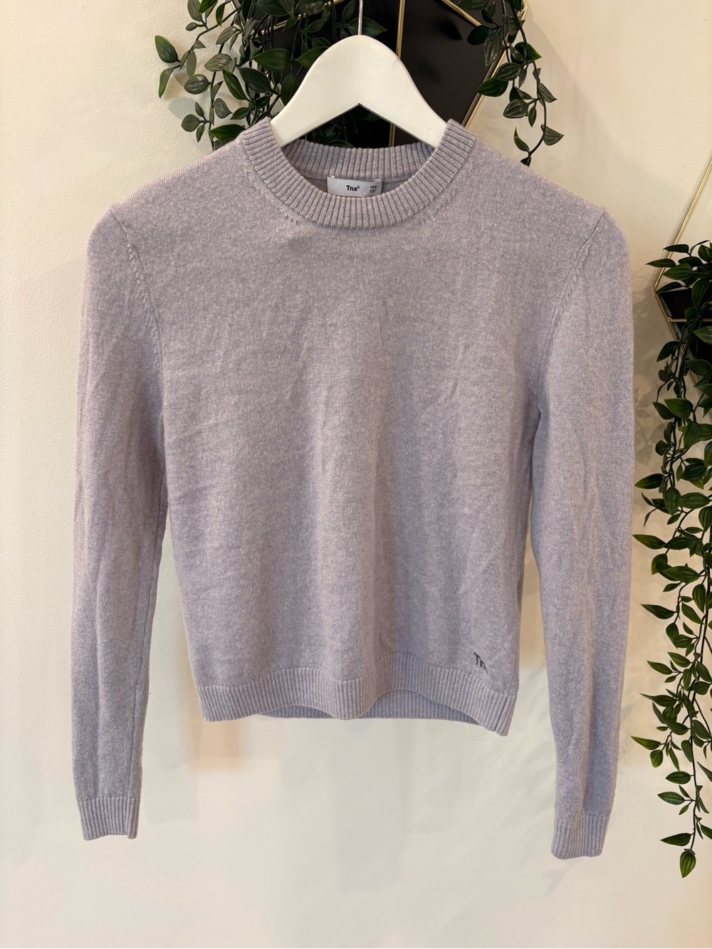 TNA Lavender 100% merino wool Crewneck Sweater - Women's Lightweight Knit